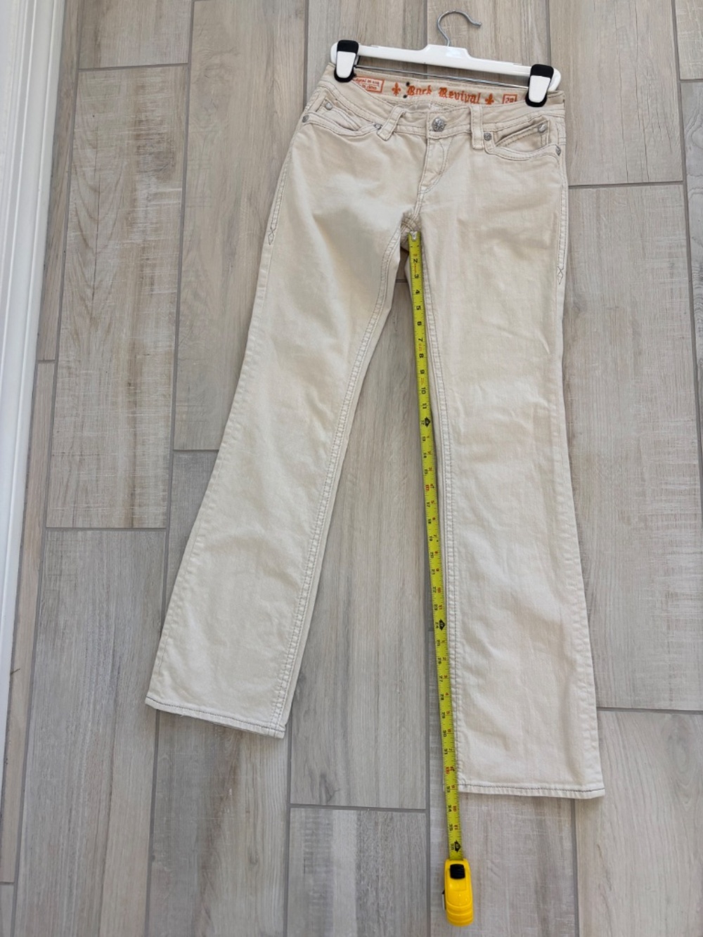 ✧ Y2K Rock Revival Low Rise Bootcut Jeans ✧Size 29, ivory - Picture 11 of 15